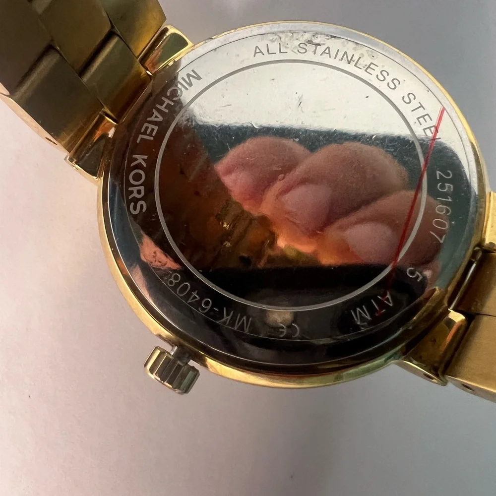 (923)Vintage Michael Kors Silver Dial Black Bracelet Quartz 6408 Watch - Picture 8 of 10